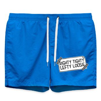 Righty Tighty Lefty Loosie Funny DIY Logo - Swim Trunks - cobalt blue - Front
