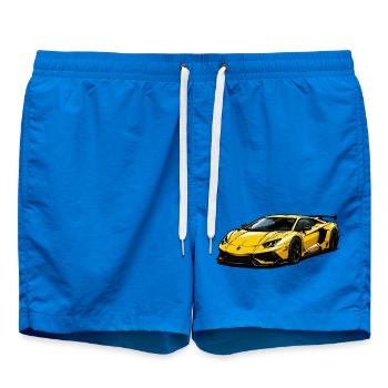 Yellow sports car illustration - Swim Trunks - cobalt blue - Front