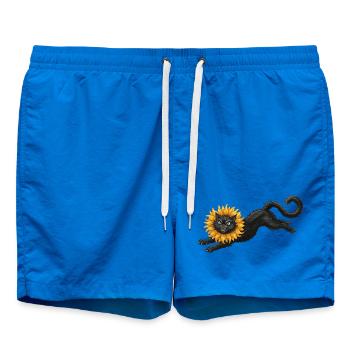 Chat noir à crinière de tournesol - Short de bain - cobalt blue - Devant - AI Model Male 185 light (185cm)