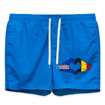 Cape Verde Belgium flag hands heart shape used - Swim Trunks - cobalt blue - Front - AI Model Male 185 light (185cm)