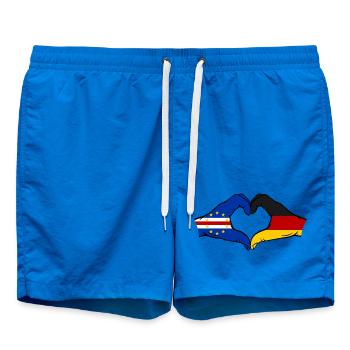 Cape Verde Germany Flag Hands Heart Shape Used - Swim Trunks - cobalt blue - Front - AI Model Male 185 light (185cm)