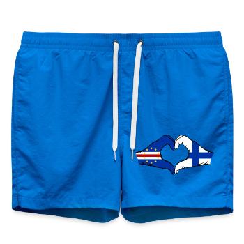 Cape Verde Finland Flag Hands Heart Shape - Swim Trunks - cobalt blue - Front - AI Model Male 185 light (185cm)