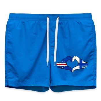 Kap Verde Finnland Flagge Hände Herzform used - Badeshorts - Cobalt blue - Vorne - AI Model Male 185 light (185cm)
