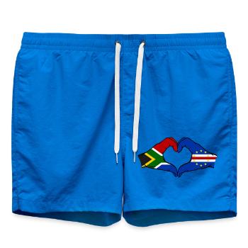 Drapeau du Cap-Vert Afrique du Sud Mains Forme de cœur - Short de bain - cobalt blue - Devant - AI Model Male 185 light (185cm)