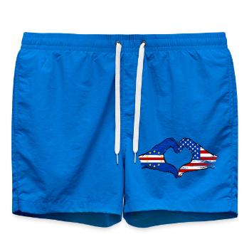Kap Verde USA Flagge Hände Herzform used - Badeshorts - Cobalt blue - Vorne - AI Model Male 185 light (185cm)