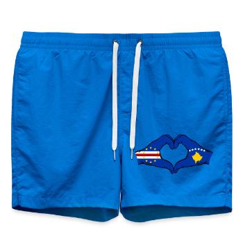 Kap Verde Kosovo Flagge Hände Herzform - Badeshorts - Cobalt blue - Vorne - AI Model Male 185 light (185cm)