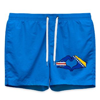 Cape Verde Bosnia Flag Hands Heart Shape - Swim Trunks - cobalt blue - Front - AI Model Male 185 light (185cm)