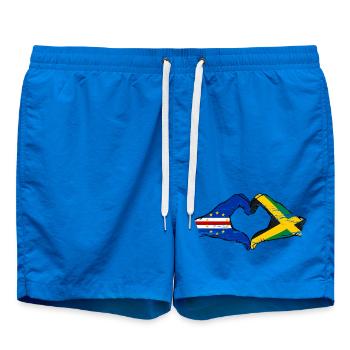 Cape Verde Jamaica flag hands heart shape used - Swim Trunks - cobalt blue - Front - AI Model Male 185 light (185cm)