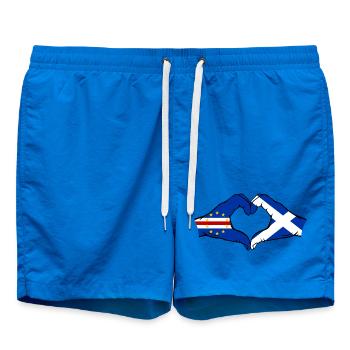 Cape Verde Scotland Flag Hands Heart Shape - Swim Trunks - cobalt blue - Front - AI Model Male 185 light (185cm)