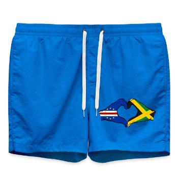 Drapeau du Cap-Vert Jamaïque Mains en forme de cœur - Short de bain - cobalt blue - Devant - AI Model Male 185 light (185cm)