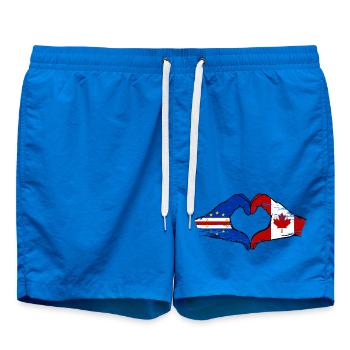 Cape Verde Canada flag hands heart shape used - Swim Trunks - cobalt blue - Front - AI Model Male 185 light (185cm)