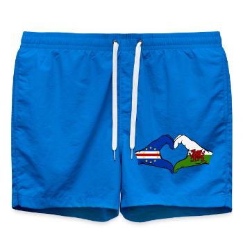 Kap Verde Wales Flagge Hände Herzform - Badeshorts - Cobalt blue - Vorne - AI Model Male 185 light (185cm)