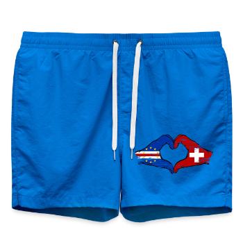 Kap Verde Schweiz Flagge Hände Herzform used - Badeshorts - Cobalt blue - Vorne - AI Model Male 185 light (185cm)