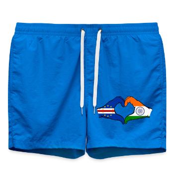 Cape Verde India Flag Hands Heart Shape - Swim Trunks - cobalt blue - Front - AI Model Male 185 light (185cm)
