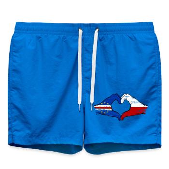 Drapeau du drapeau de la Pologne du Cap-Vert en forme de cœur utilisé - Short de bain - cobalt blue - Devant - AI Model Male 185 light (185cm)