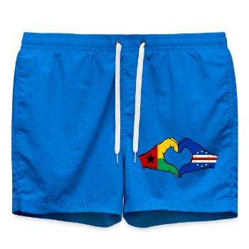 Cape Verde Guinea-Bissau Flag Hands Heart Shape - Swim Trunks - cobalt blue - Front - AI Model Male 185 light (185cm)