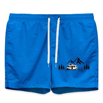 Camping love with heartbeat and motorhome - Swim Trunks - cobalt blue - Front - AI Model Male 185 light (185cm)