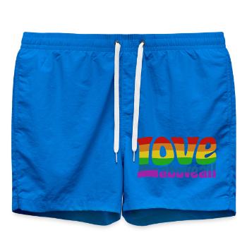 Love Above All | Rainbow Pride Design - Swim Trunks - cobalt blue - Front - AI Model Male 185 light (185cm)