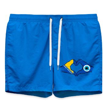 Drapeau de Bosnie, Nazar mains, forme de cœur, utilisé - Short de bain - cobalt blue - Devant - AI Model Male 185 light (185cm)