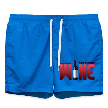 Wine bottle in large typography - Swim Trunks - cobalt blue - Front - AI Model Male 185 light (185cm)