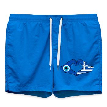 Mains du drapeau de Mati de la Grèce en forme de cœur utilisées - Short de bain - cobalt blue - Devant - AI Model Male 185 light (185cm)
