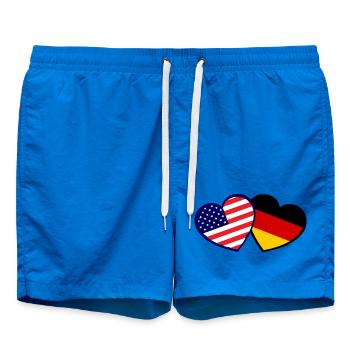 Double Nations Heart USA-Germany - Swim Trunks - cobalt blue - Front - AI Model Male 185 light (185cm)
