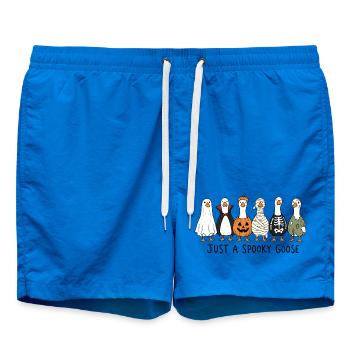 Just a Spooky Goose - Funny Halloween Geese - Swim Trunks - cobalt blue - Front - AI Model Male 185 light (185cm)