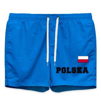 Polen Trikot Look – POLSKA mit Fahne bzw. Flagge - Badeshorts - Cobalt blue - Vorne - AI Model Male 185 light (185cm)