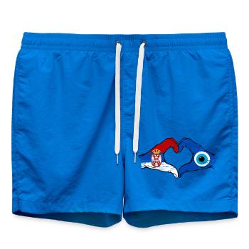 Serbien Nazar Flagge Hände Herzform used - Badeshorts - Cobalt blue - Vorne - AI Model Male 185 light (185cm)