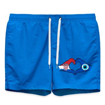 Croatia Nazar flag hands heart shape used - Swim Trunks - cobalt blue - Front - AI Model Male 185 light (185cm)
