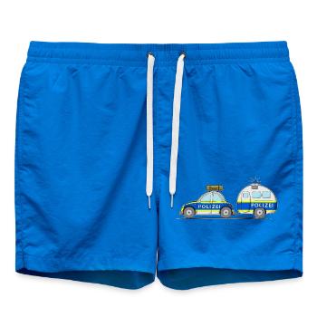 Polizeiauto mit Anhänger - Badeshorts - Cobalt blue - Vorne - AI Model Male 185 light (185cm)