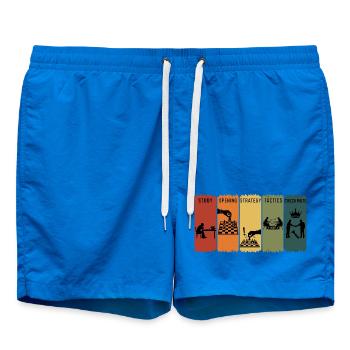 Retro Schachschritte Eröffnungsstrategie Schachmatt - Badeshorts - Cobalt blue - Vorne - AI Model Male 185 light (185cm)