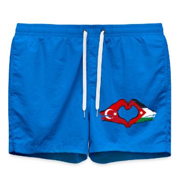 Türkei Jordanien Flagge Hände Herzform used - Badeshorts - Cobalt blue - Vorne - AI Model Male 185 light (185cm)