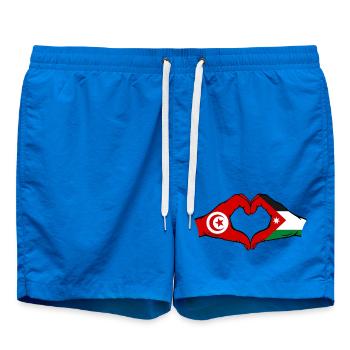 Tunesien Jordanien Flagge Hände Herzform - Badeshorts - Cobalt blue - Vorne - AI Model Male 185 light (185cm)