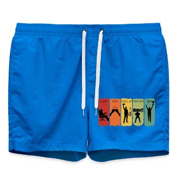 Retro Gamer Steps Level Up, gewinnt Videospiele - Badeshorts - Cobalt blue - Vorne - AI Model Male 185 light (185cm)