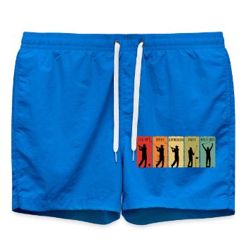 Retro Golf Steps Abschlag Drive, Putt Loch Out - Badeshorts - Cobalt blue - Vorne - AI Model Male 185 light (185cm)