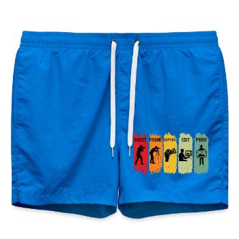 Retro-Fotografie-Shooting Rahmen bearbeiten Druck-Geschenk - Badeshorts - Cobalt blue - Vorne - AI Model Male 185 light (185cm)