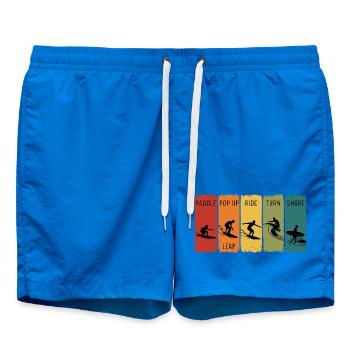 Retro-Surf-Stufen Paddel-Pop-up-Fahrt Ufer - Badeshorts - Cobalt blue - Vorne - AI Model Male 185 light (185cm)