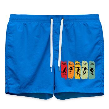 Retro Skateboard Steps Ollie Grind Flip Land - Badeshorts - Cobalt blue - Vorne - AI Model Male 185 light (185cm)