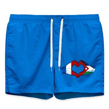 Frankreich Jordanien Flagge Hände Herzforn used - Badeshorts - Cobalt blue - Vorne - AI Model Male 185 light (185cm)