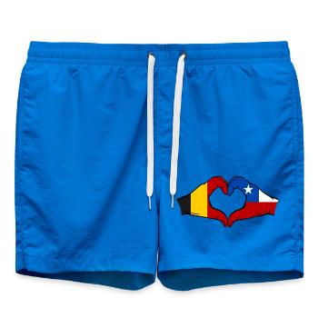 Belgien Chile Flagge Hände Herzform - Badeshorts - Cobalt blue - Vorne - AI Model Male 185 light (185cm)