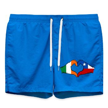 Irland Chile Flagge Hände Herzform - Badeshorts - Cobalt blue - Vorne - AI Model Male 185 light (185cm)