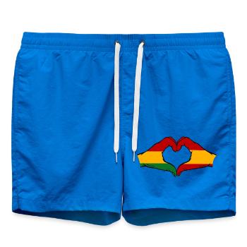 Bolivien Spanien Flagge Hände Herzform - Badeshorts - Cobalt blue - Vorne - AI Model Male 185 light (185cm)