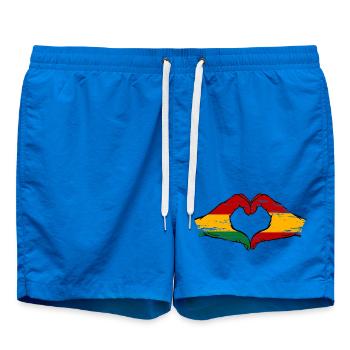 Bolivien Spanien Flagge Hände Herzform used - Badeshorts - Cobalt blue - Vorne - AI Model Male 185 light (185cm)
