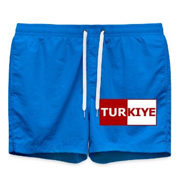 Türkei Blockwortmarke Rot-Weiß - Badeshorts - Cobalt blue - Vorne - AI Model Male 185 light (185cm)