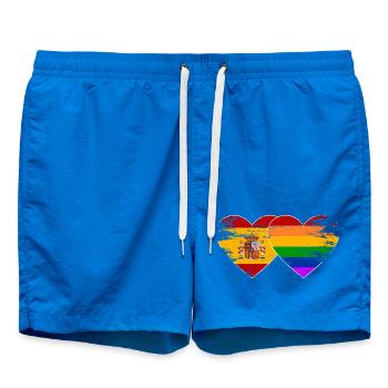 Spanien Regenbogen Flagge Herz used - Badeshorts - Cobalt blue - Vorne - AI Model Male 185 light (185cm)