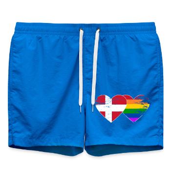Dänemark Regenbogen Flagge Herz used - Badeshorts - Cobalt blue - Vorne - AI Model Male 185 light (185cm)