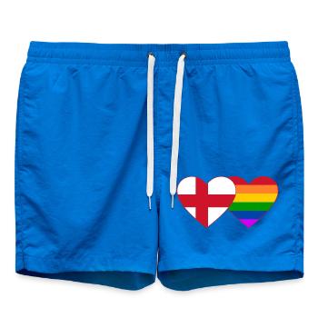 England Regenbogen Flagge Herz - Badeshorts - Cobalt blue - Vorne - AI Model Male 185 light (185cm)