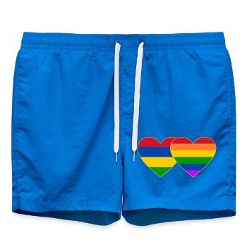 Mauritius Regenbogen Flagge Herz - Badeshorts - Cobalt blue - Vorne - AI Model Male 185 light (185cm)