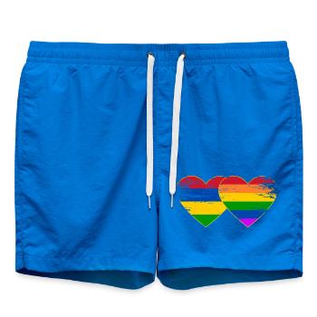 Mauritius Regenbogen Flagge Herz used - Badeshorts - Cobalt blue - Vorne - AI Model Male 185 light (185cm)